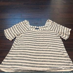 Daytrip Cream and grey striped top